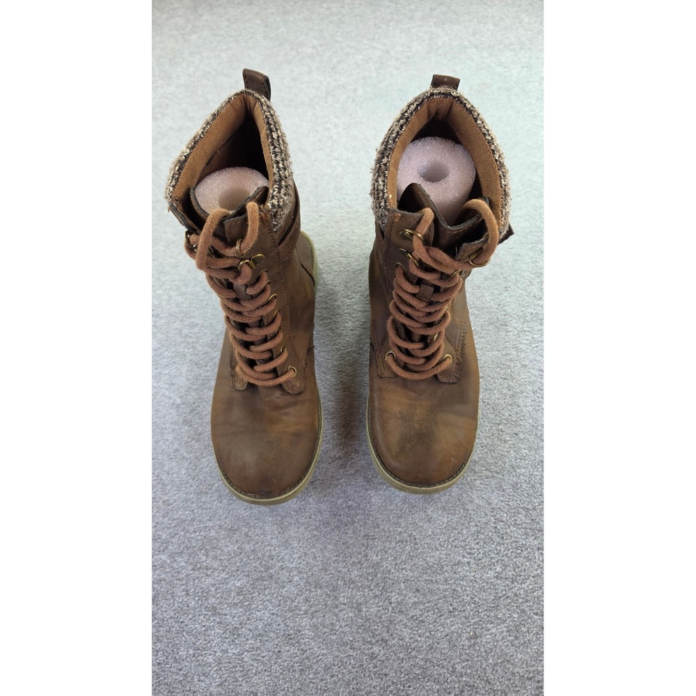 Rocket Dog Womens C429 Lace Up Sweater Cuff Combat Boots 8 Brown Gorpcore